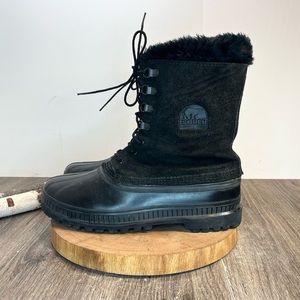 Sorel | VINTAGE Men's Crusader Boots Black Wool-Lined Waterproof Size 10